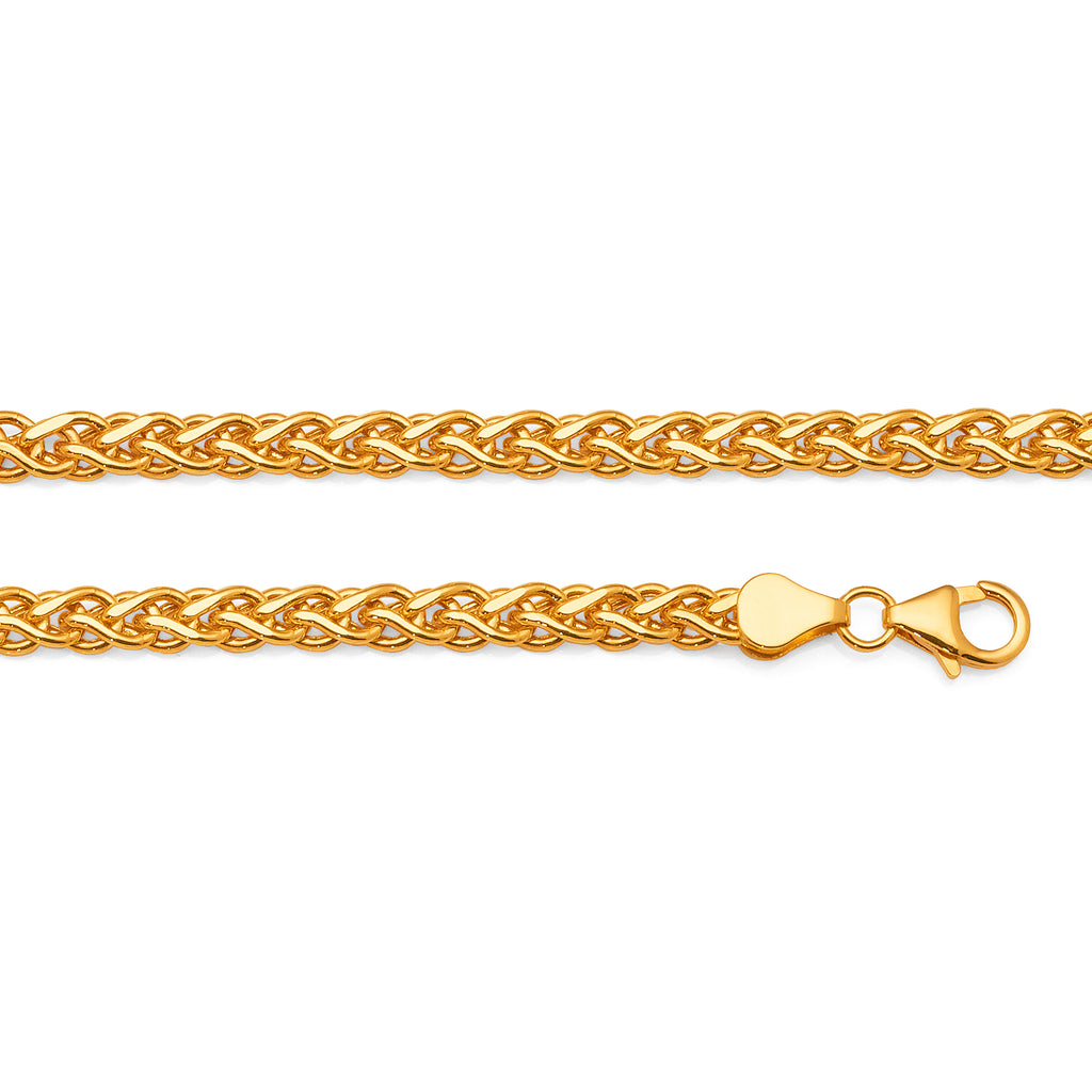 9ct Yellow Gold 19cm Wheat Link Bracelet