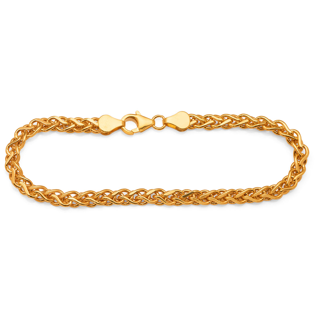 9ct Yellow Gold 19cm Wheat Link Bracelet