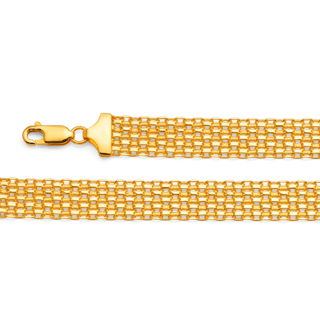 9ct Yellow Gold Wide Mesh Link Bracelet