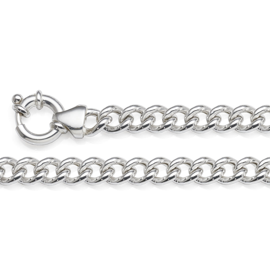 Sterling Silver Heavy Curb Deluxe Bolt Clasp 19cm Bracelet