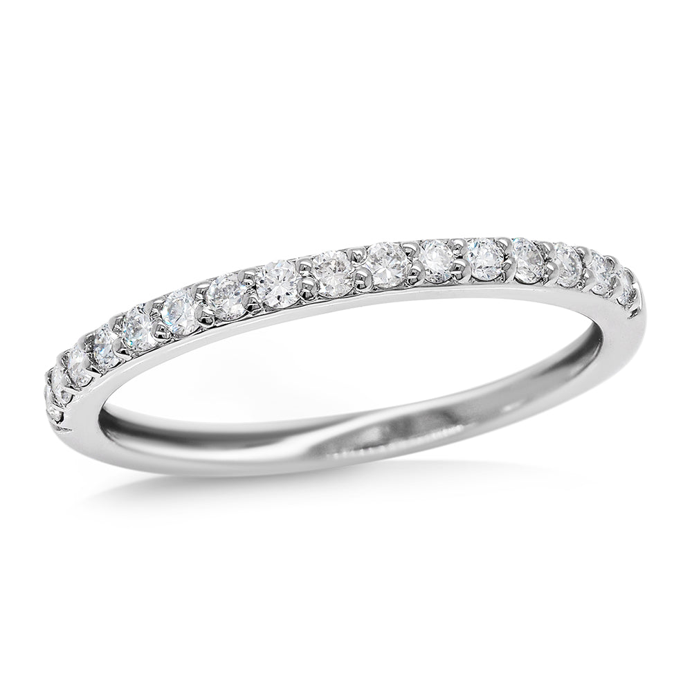 9ct White Gold Lab-Created Claw Set Diamond Wedding Band TDW