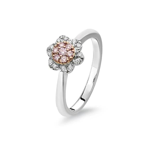 Kimberley Blush 'Lucy' Ring 18ct White Gold Flower Halo BPR-