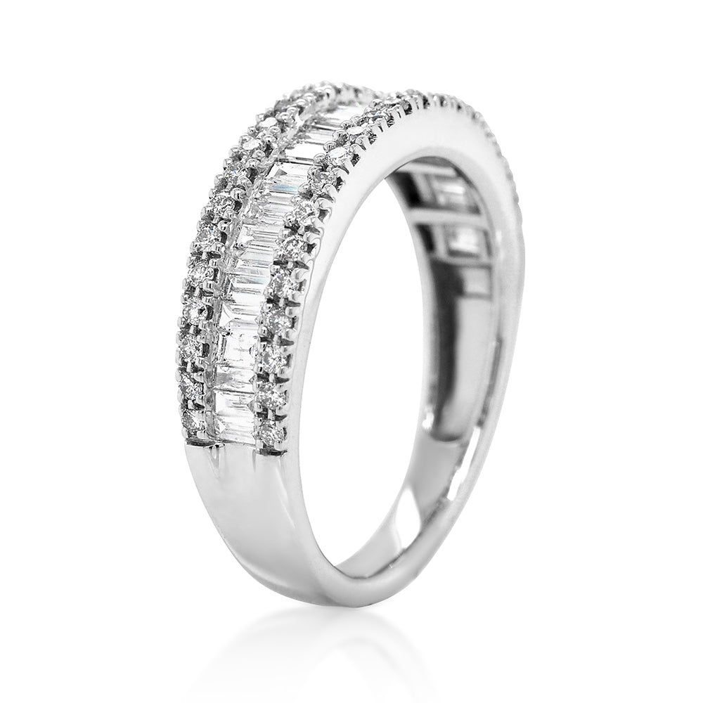 9ct White Gold Channel Set Baguette Diamond Band TDW: 0.75TW