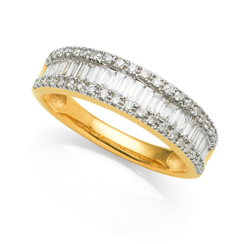 9ct Yellow Gold Channel Set Baguette Diamond Band TDW: 0.75T