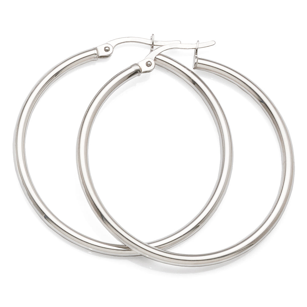 9ct White Gold 30mm Tube Hoops