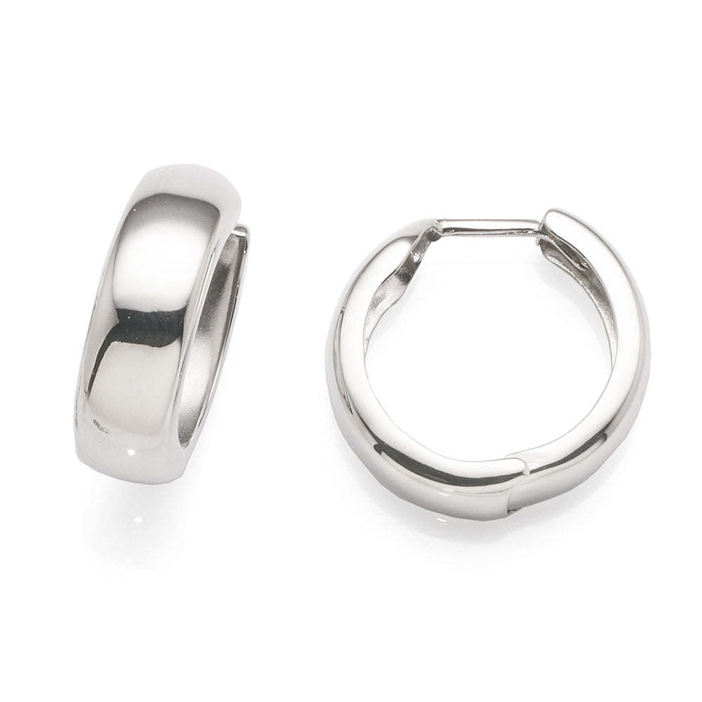 9ct White Gold 13mm Hinged Huggie Earring