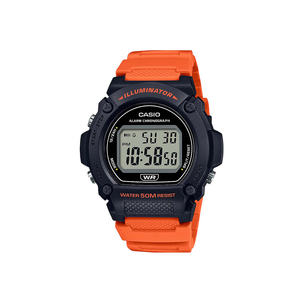 Casio Orange Resin Band Digital Watch W219H-4A