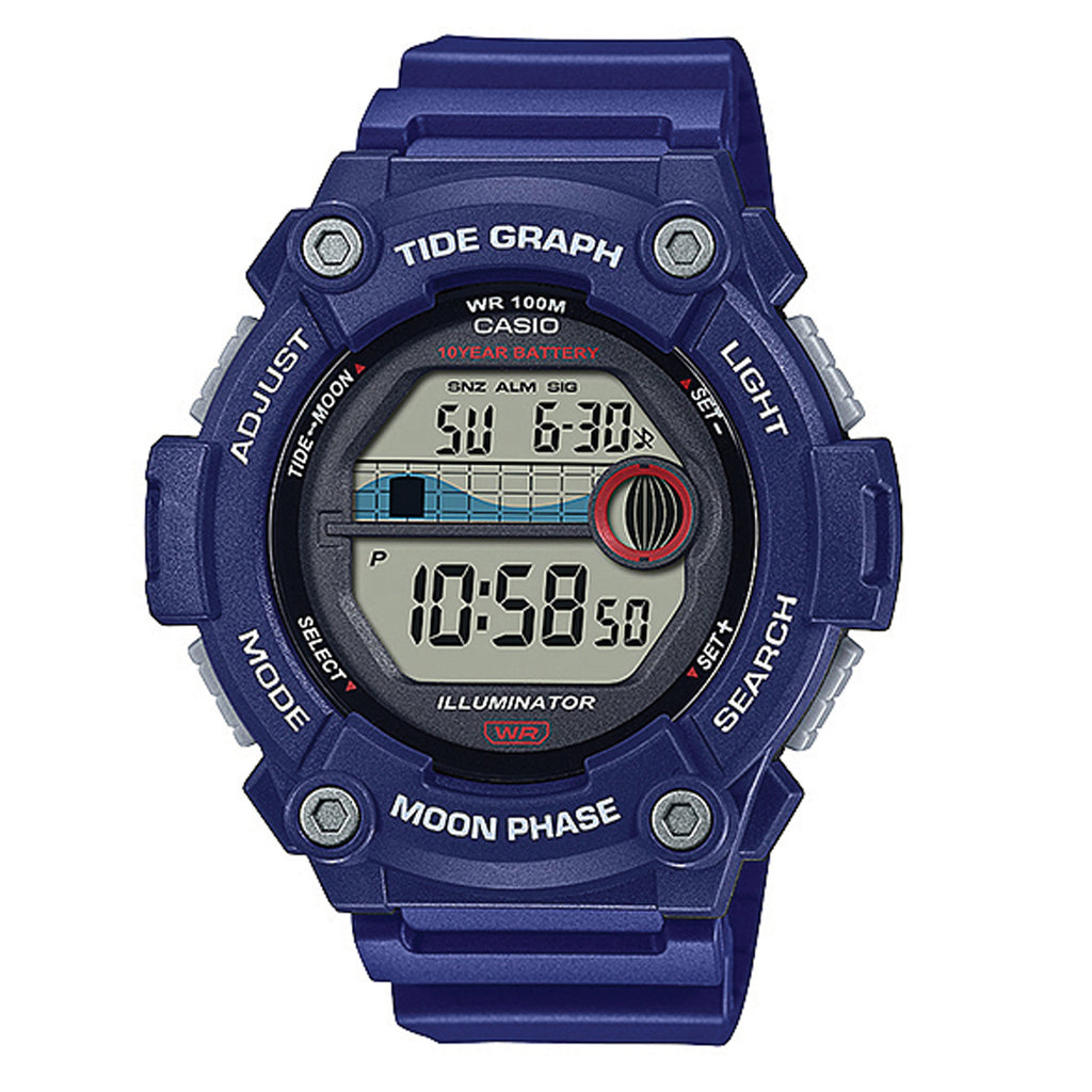 Casio Tide Graph Moon Phase Blue Sports Digital Watch WS1300