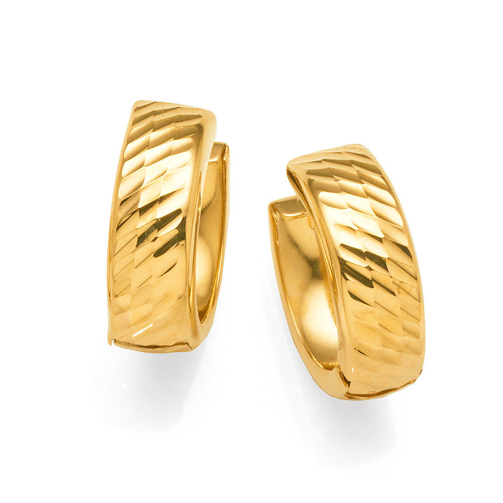 9ct Yellow Gold 10mm Hinged Huggie Hoop Earrings