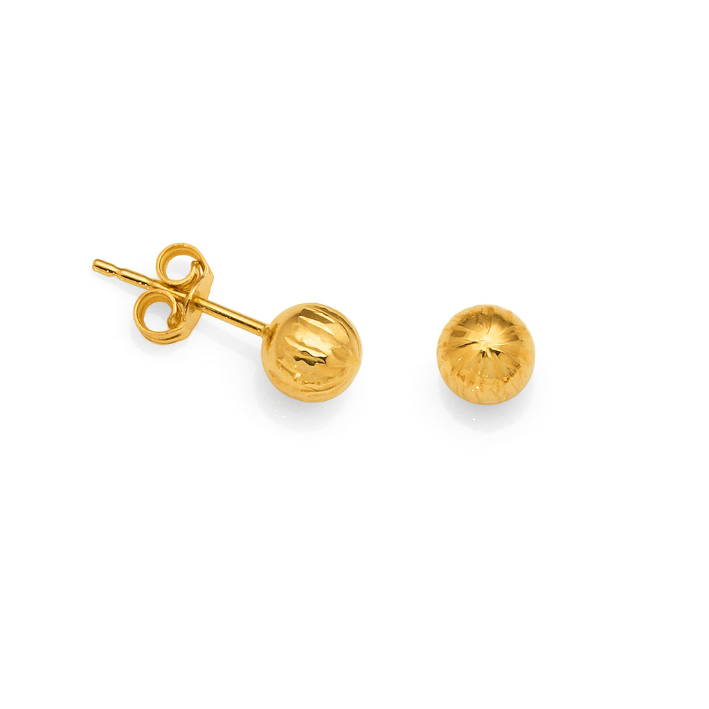 9ct Gold Diamond-Cut 5mm Ball Studs