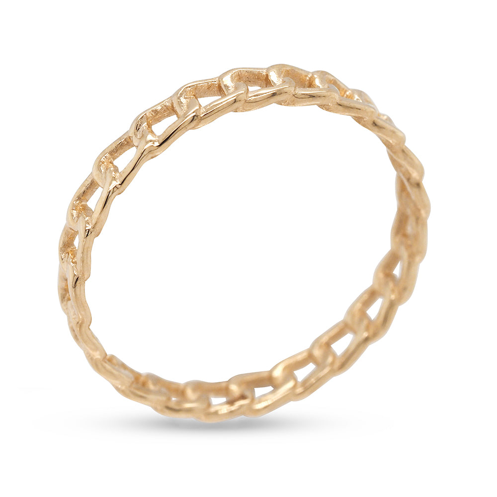 Von Treskow Luxe 9ct Yellow Gold Fine Rigid Chain Ring FLR02