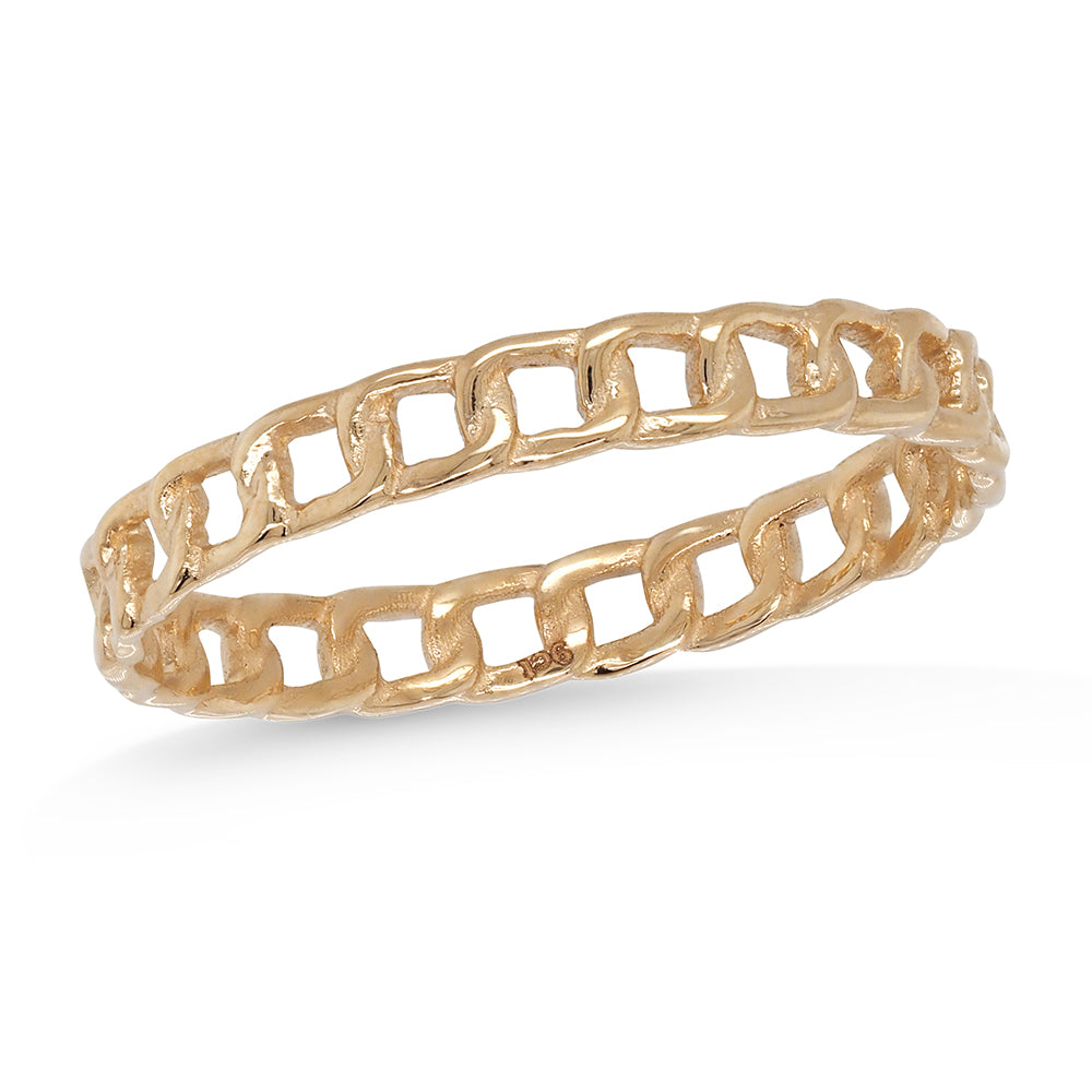 Von Treskow Luxe 9ct Yellow Gold Fine Rigid Chain Ring FLR02