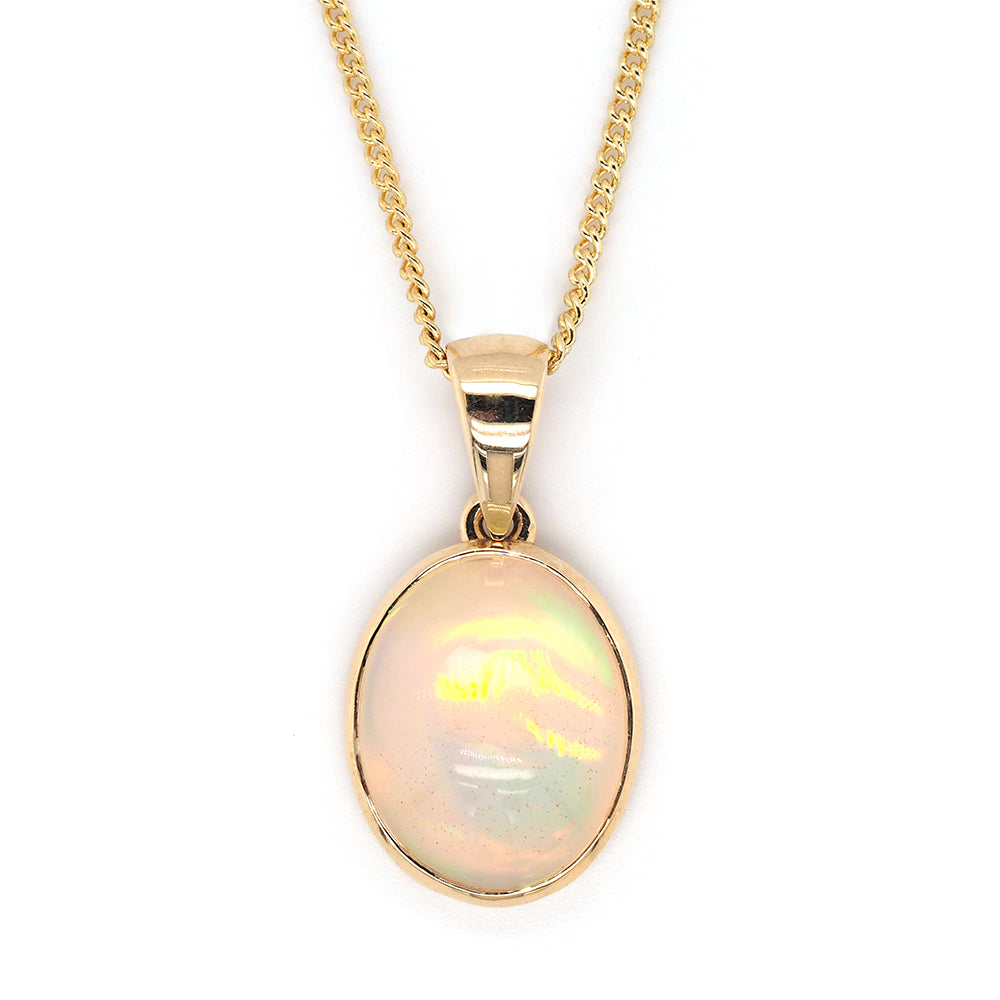 Von Treskow Luxe 9ct Yellow Oval Natural Opal Pendant OPP07Y