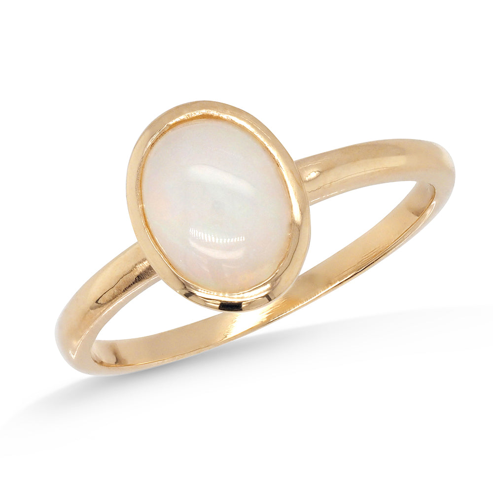 Von Treskow Luxe 9ct Yellow Gold Oval Natural Opal Ring OPR0
