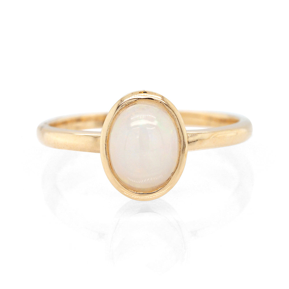 Von Treskow Luxe 9ct Yellow Gold Oval Natural Opal Ring OPR0