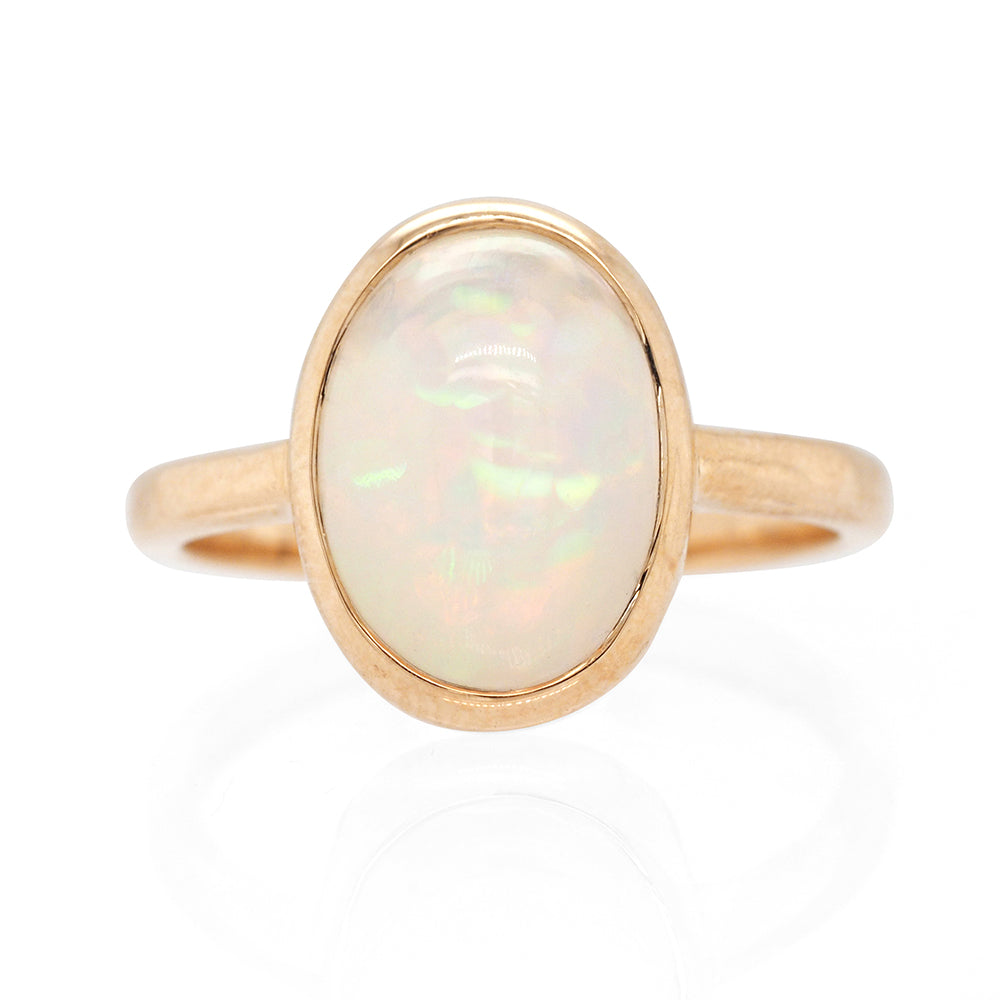 Von Treskow Luxe 9ct Yellow Gold Oval Natural Opal Ring OPR0