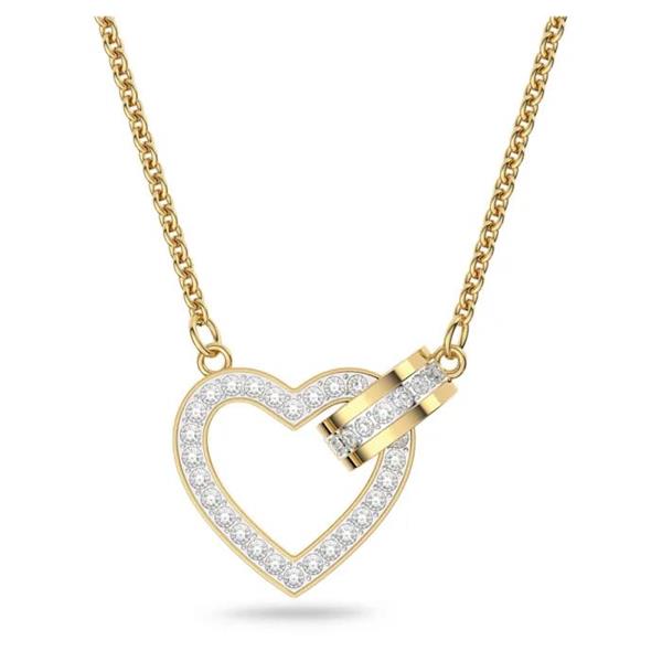 Swarovski 'Lovely' Heart Gold Tone Crystal Set Necklace 5636