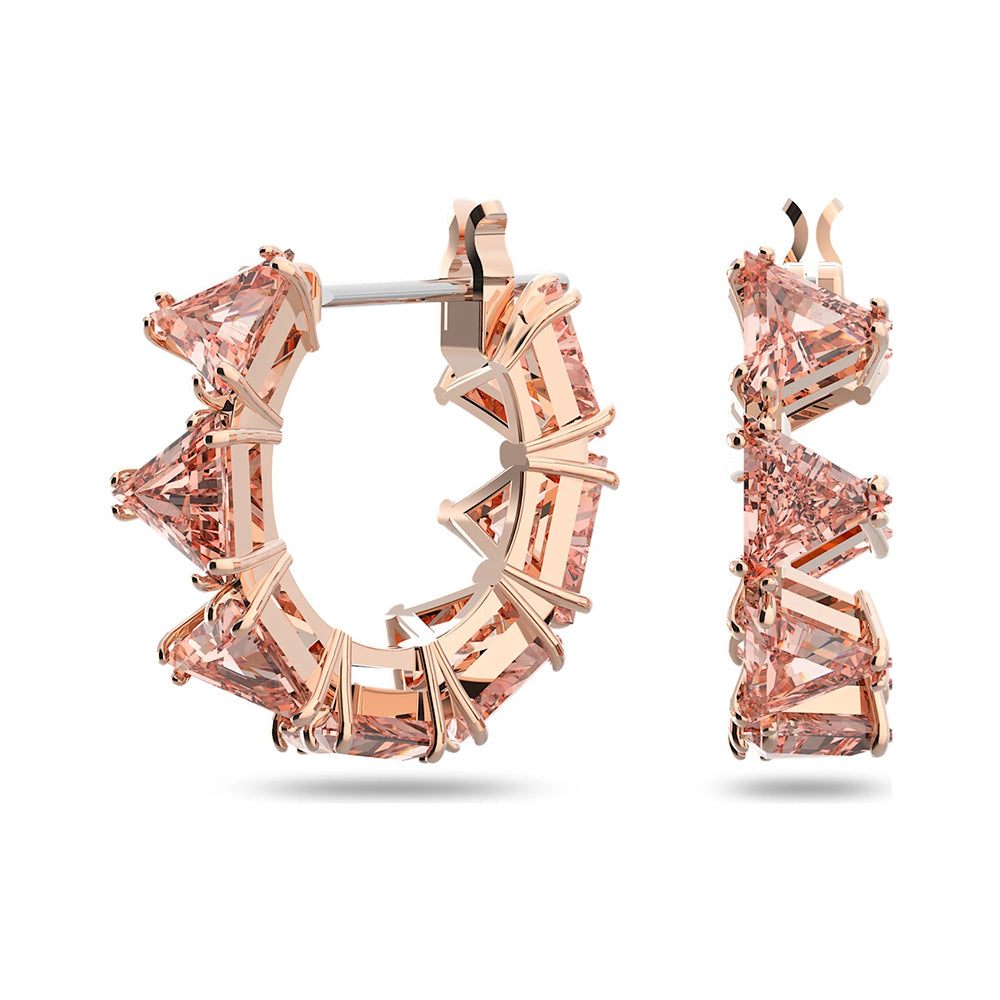 Swarovski 'Ortyx' Pink Small Tri-Cut Hoop Earrings 5614930