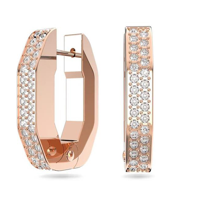 Swarovski 'Dextera' Rose Tone Octagon Small Hoop Earrings 56