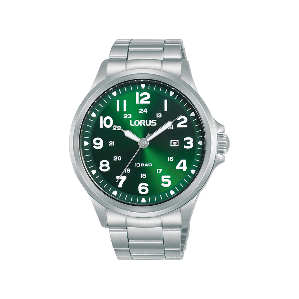Lorus Stainless Steel Green Dial Analogue Watch RH995NX-9