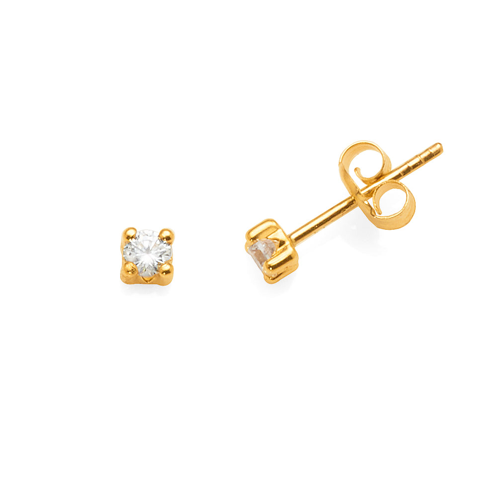 9ct Yellow Gold 2.5mm Cubic Zirconia Stud Earrings