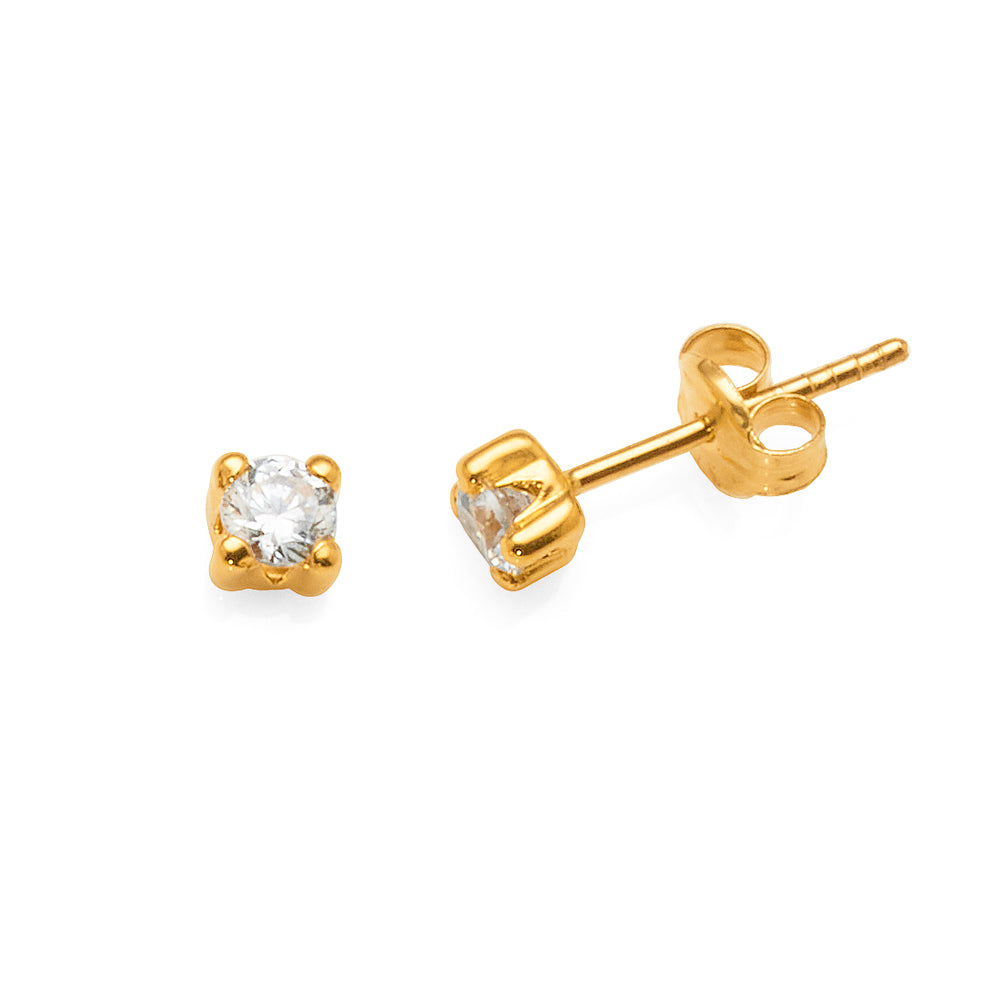 9ct Yellow Gold 3mm Cubic Zirconia Stud Earrings