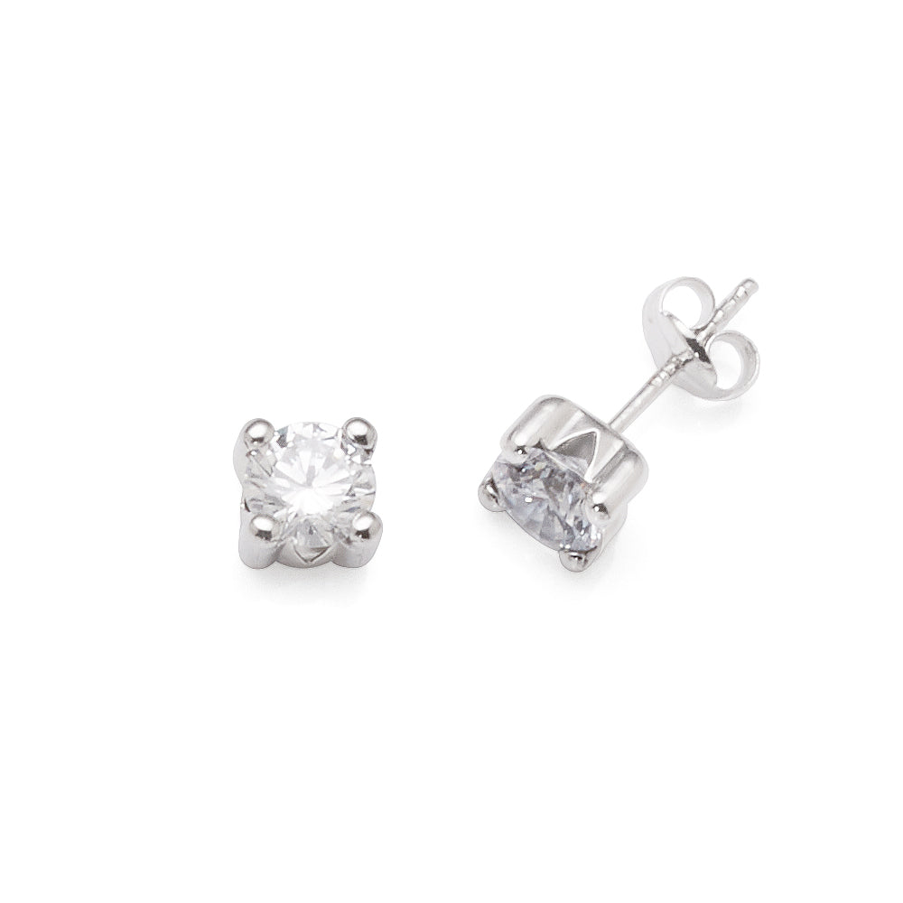 9ct White Gold 5mm Round Cubic Zirconia Stud Earrings