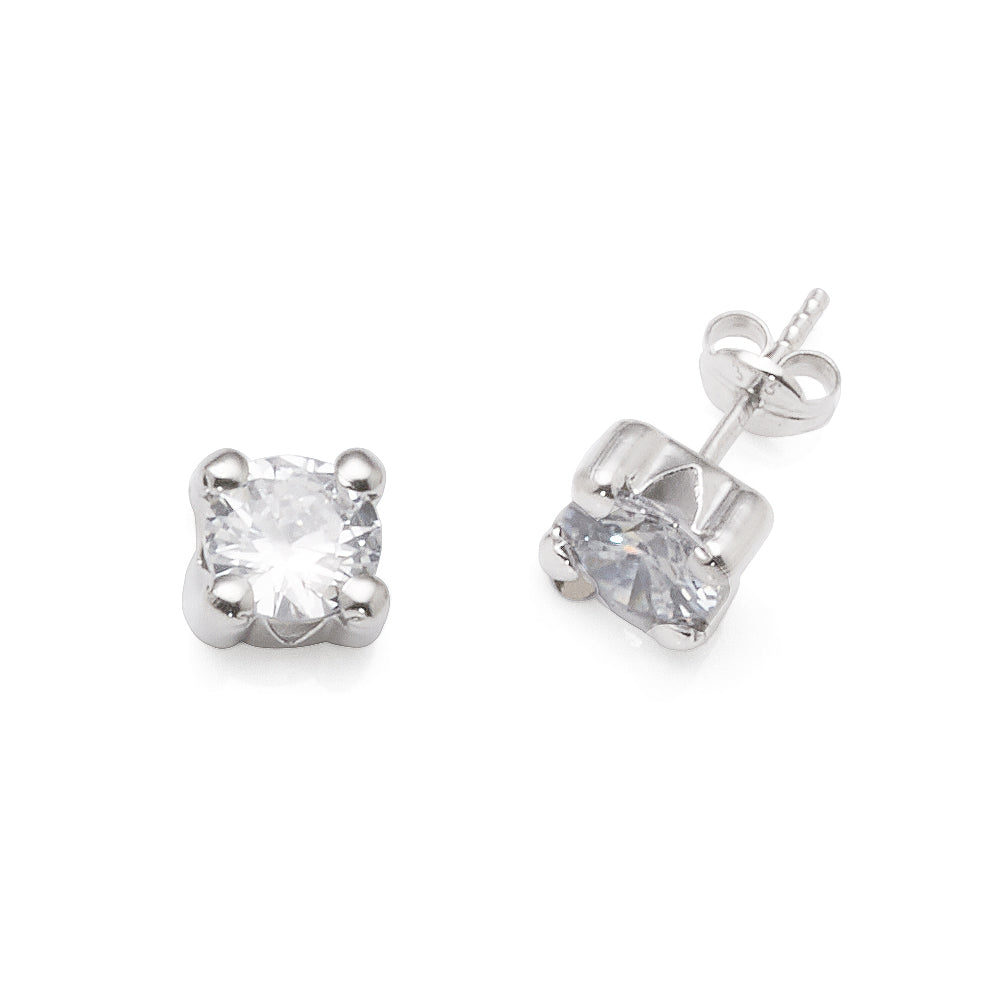 9ct White Gold 6mm Round Cubic Zirconia Stud Earrings