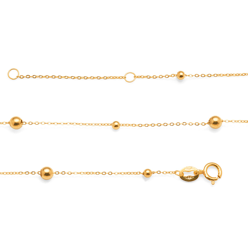 9ct Yellow Gold Fine Trace Chain 19cm Bracelet