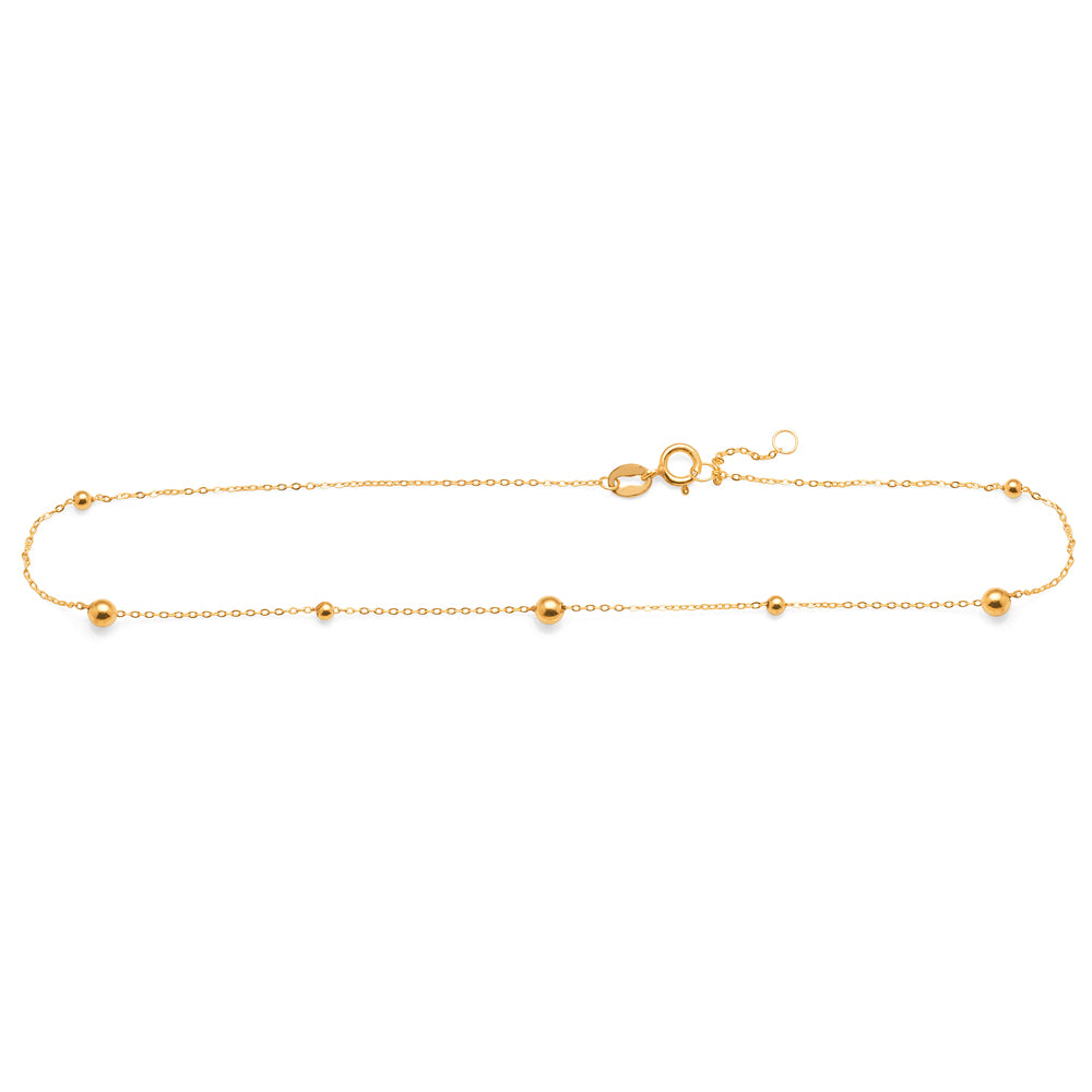 9ct Yellow Gold Fine Trace Chain 25cm Anklet