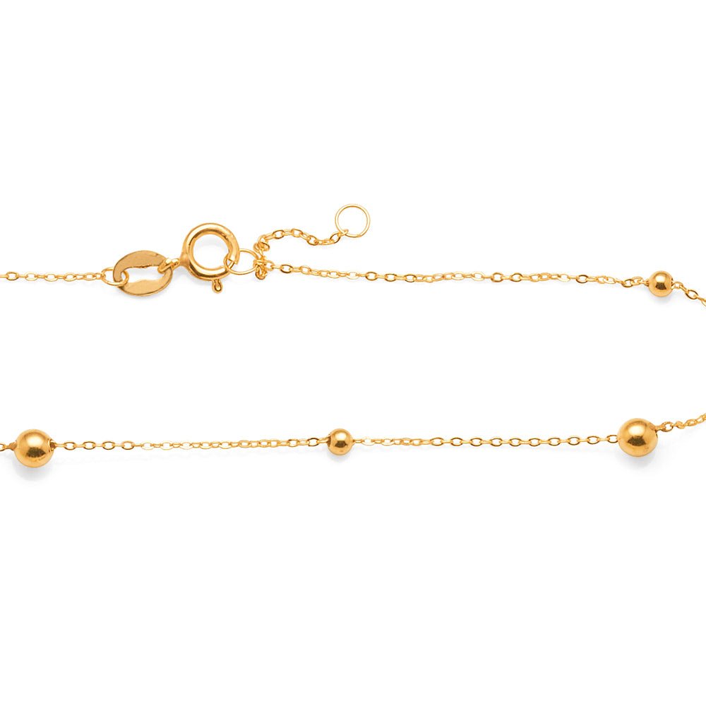 9ct Yellow Gold Fine Trace Chain 25cm Anklet