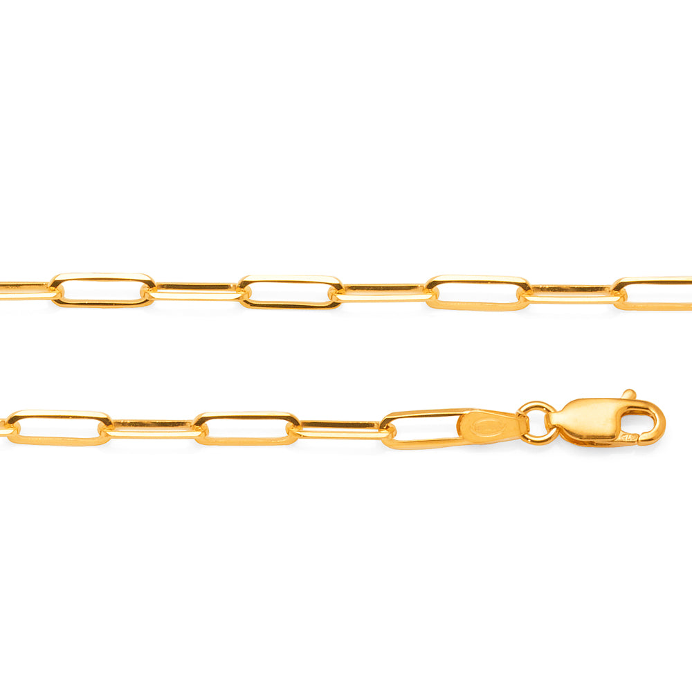 9ct Yellow Gold Solid Paper Clip Link 19cm Bracelet