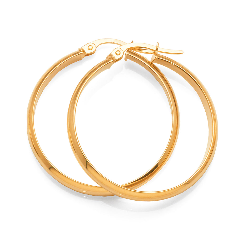 9ct Yellow Gold 25mm Hoops