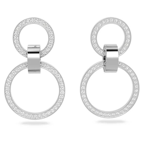 Swarovski 'Hollow' Rose Tone Double Circle Drop Stud Earring