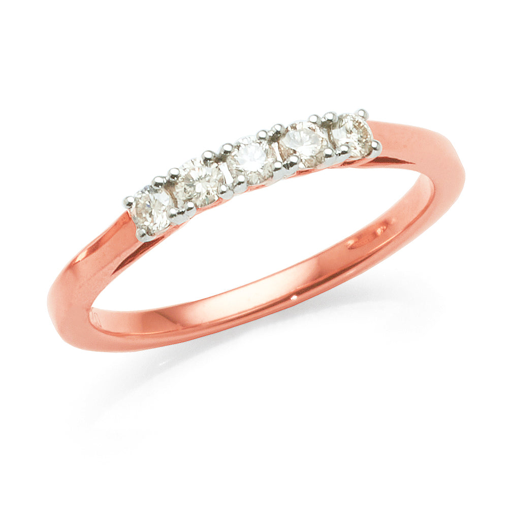 9ct Rose Gold Diamond Horizontal Row Ring TDW 0.25CT