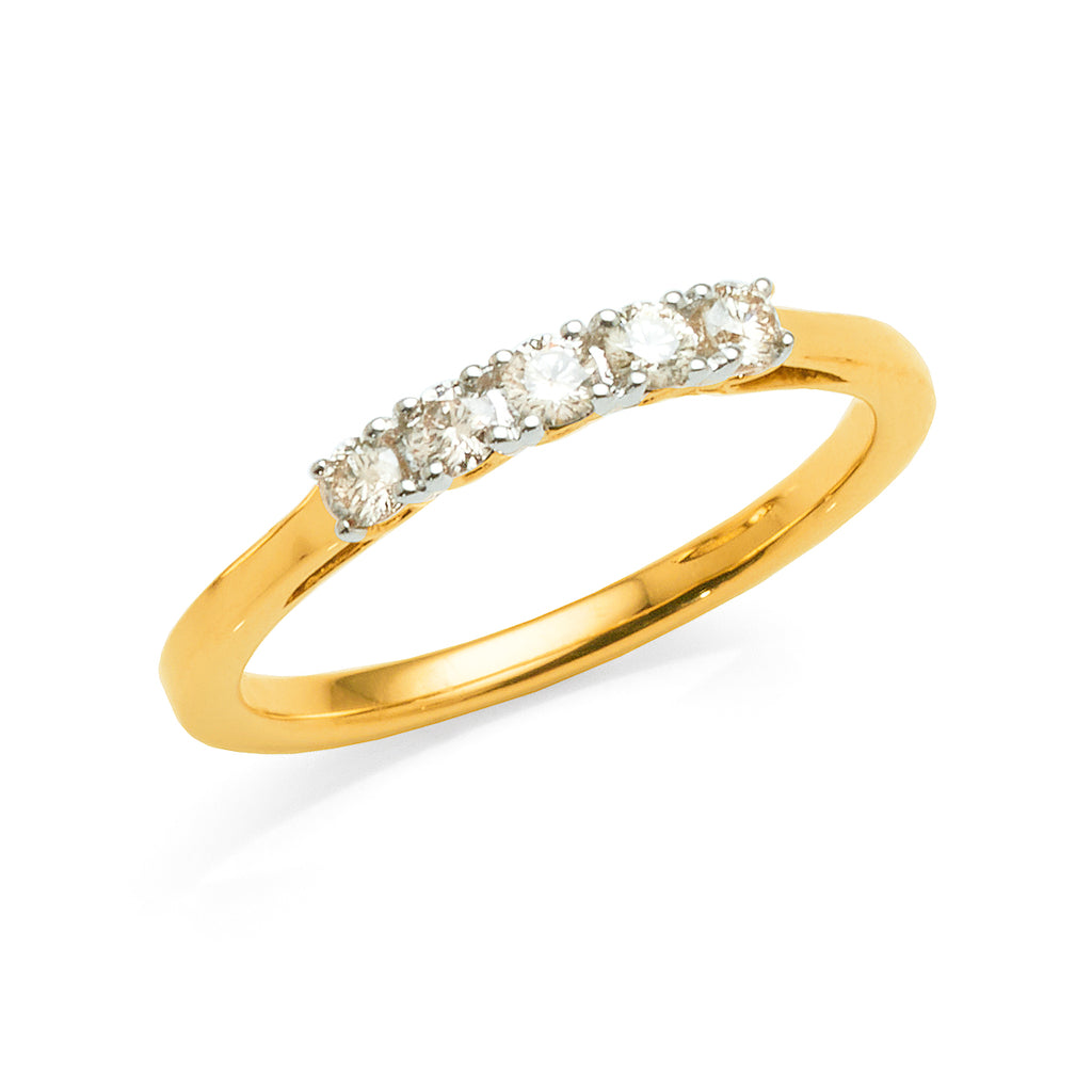 9ct Yellow Gold Diamond Horizontal Row Ring TDW 0.25CT