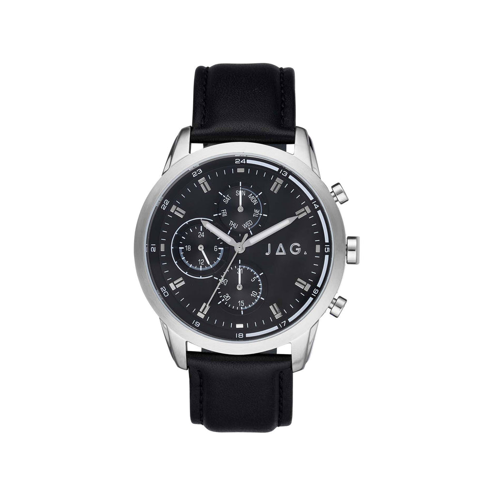 Jag 'Kennedy' Chronograph Black Leather Watch J2532