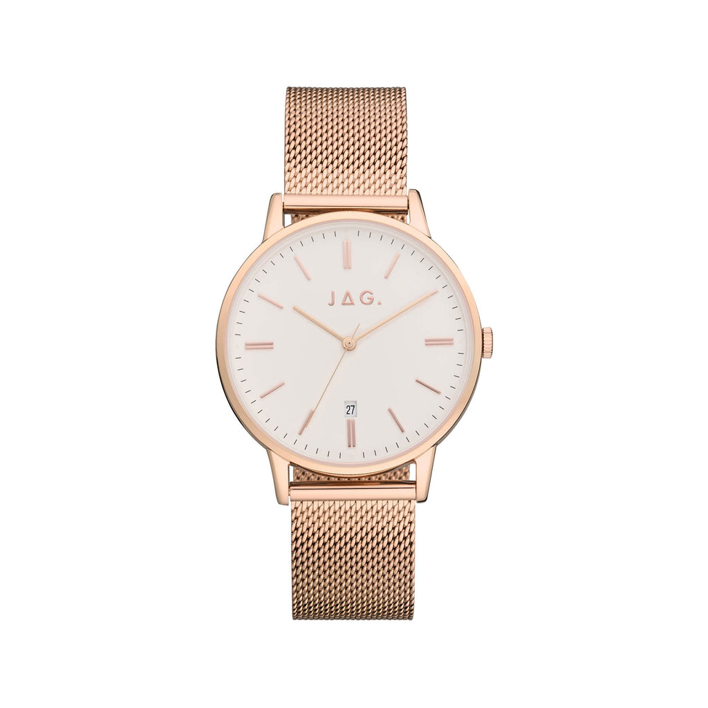 Jag 'Lawrence' Rose Tone Mesh Strap Watch J2536A