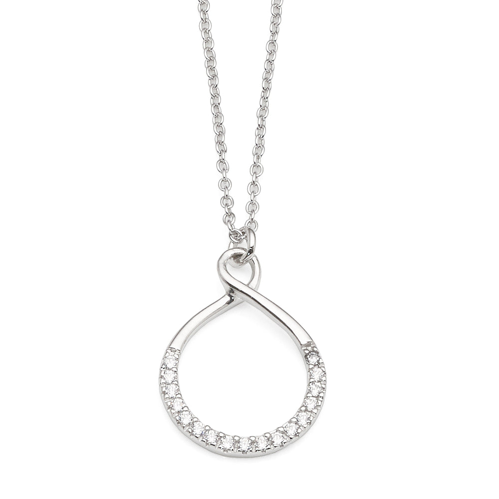 Sterling Silver Cubic Zirconia Infinity Pendant on 40cm Cabl