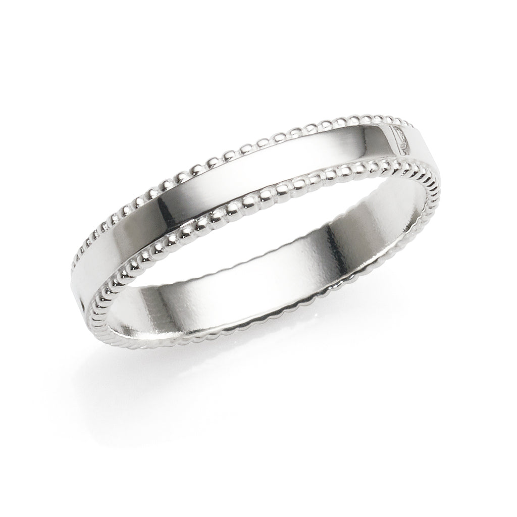 Sterling Silver 3.5mm Wide Beaded Edge Band