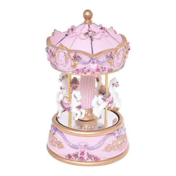 Classic Pink 4 Horse Musical Carousel Small