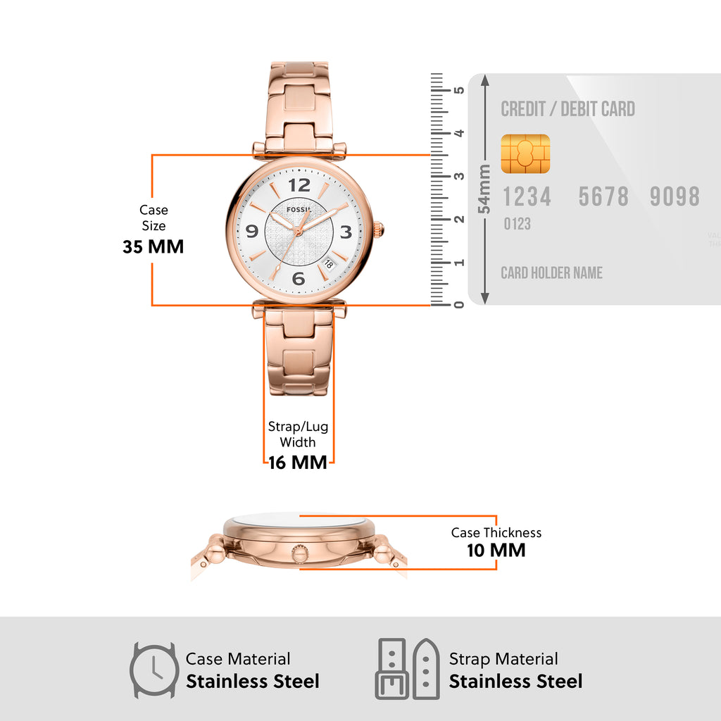 Fossil 'Carlie' Rose Gold Tone Stainless Steel Watch ES5158