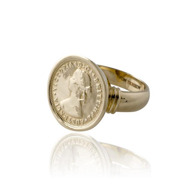 Von Treskow Luxe 9ct Yellow Gold Threepence Coin Ring GR200Y