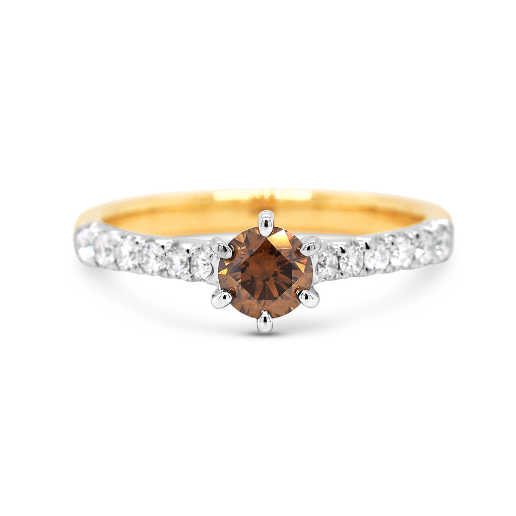 9ct Yellow Gold Cognac Diamond Engagement Ring TDW: 0.78CT