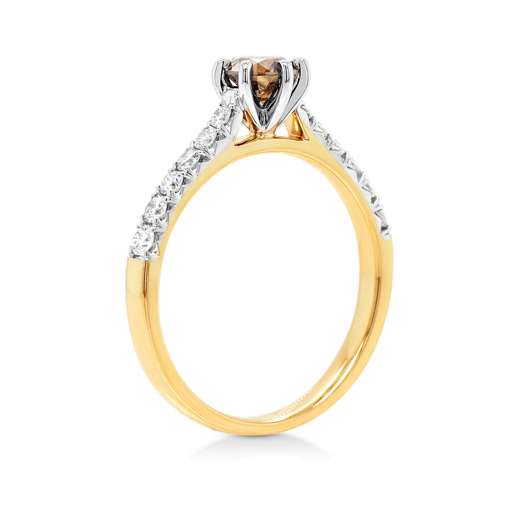 9ct Yellow Gold Cognac Diamond Engagement Ring TDW: 0.78CT