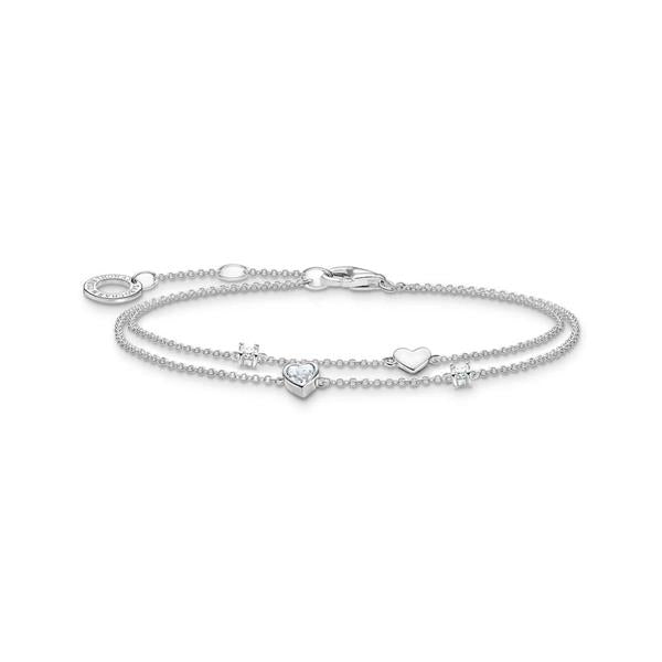 Thomas Sabo Silver Cubic Zirconia Double Chain Heart Bracele