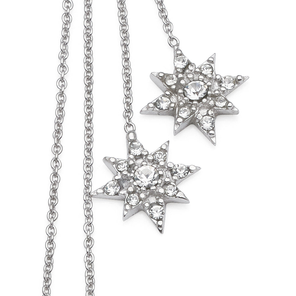 Sterling Silver Crystal Star Thread Earrings