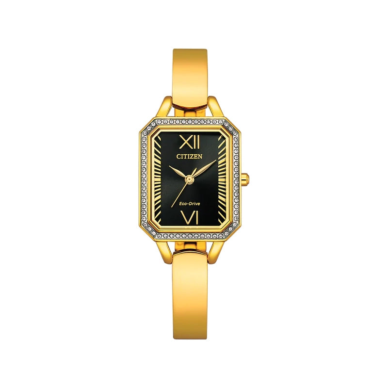 Citizen Eco-Drive Gold Stainless Steel Crystal Bangle Watch