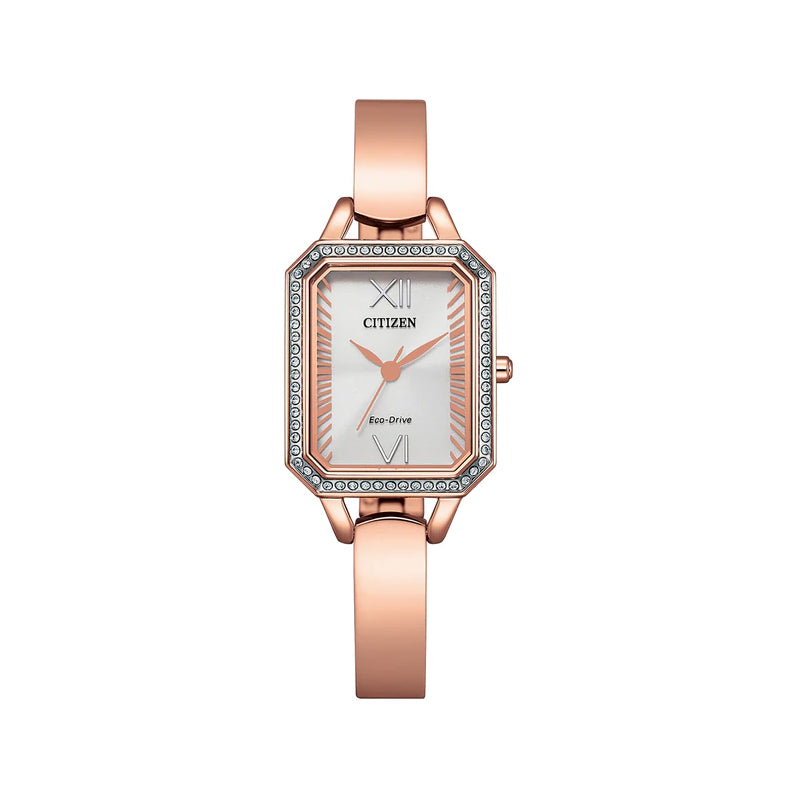 Citizen Eco-Drive Rose Gold Stainless Steel Crystal Watch EM