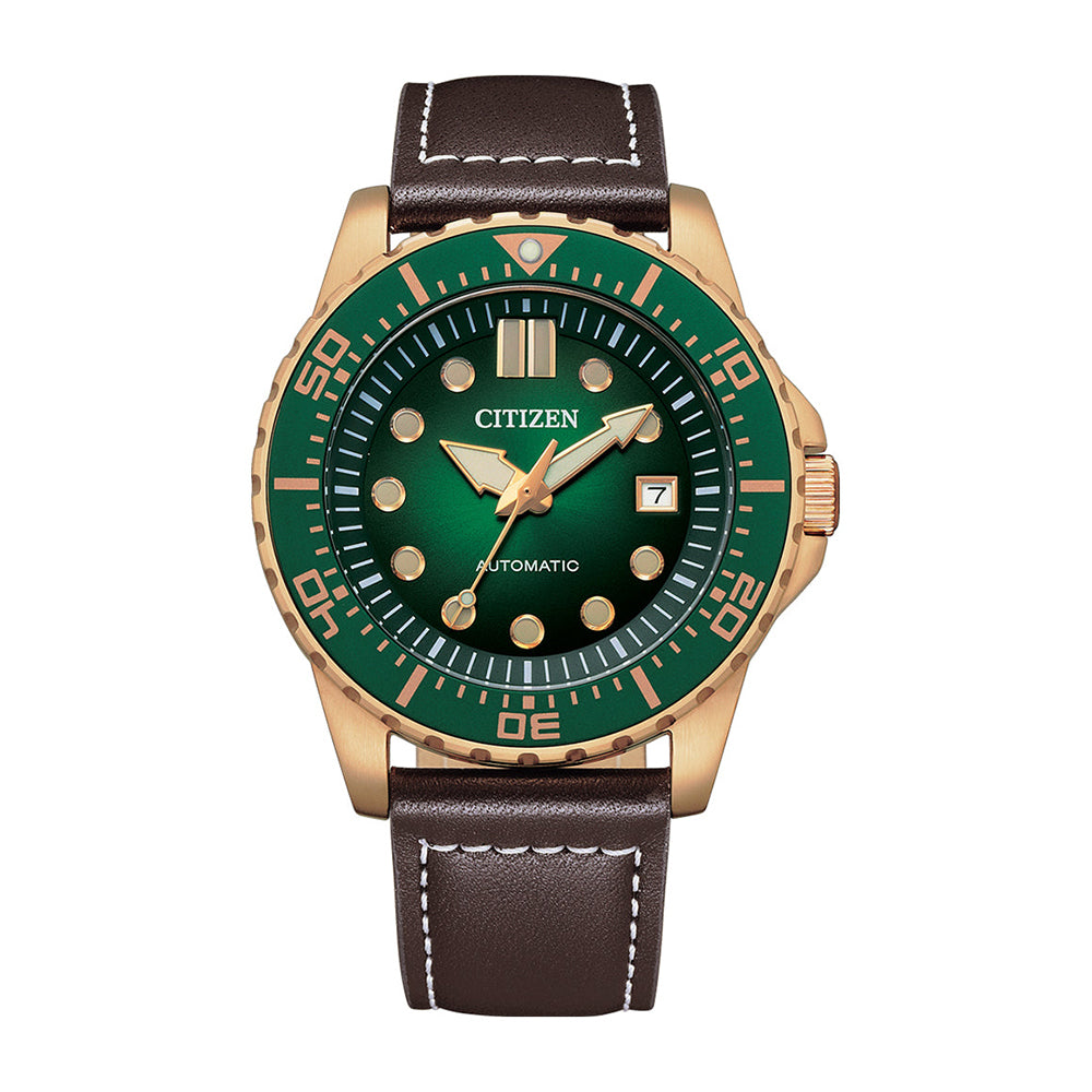 Citizen Automatic Green Dial Leather Mechanical Watch NJ0173